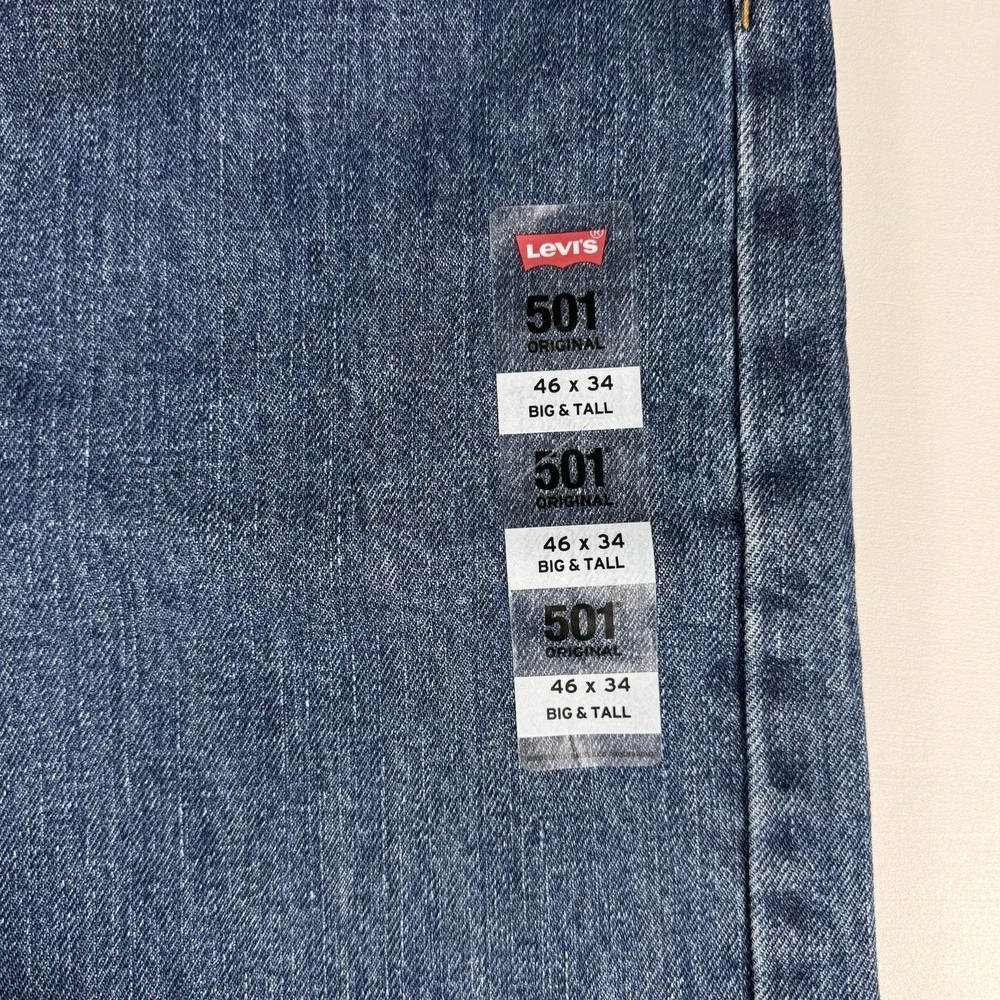 Levis 501 Original Fit Denim Jeans Mens 46x34 Straight Leg Button Fly Cotton NWT